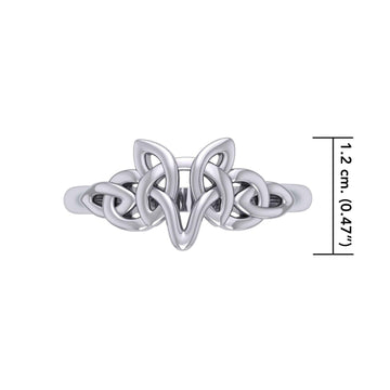 Peter Stone Jewelry Sterling Silver Celtic Wolf Ring - Majestic Symbolism and Craftsmanship for a Bold Statement TRI2419 - Jewelry